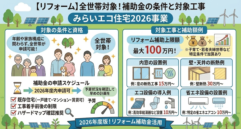 全世帯対象!補助金の条件と対象工事