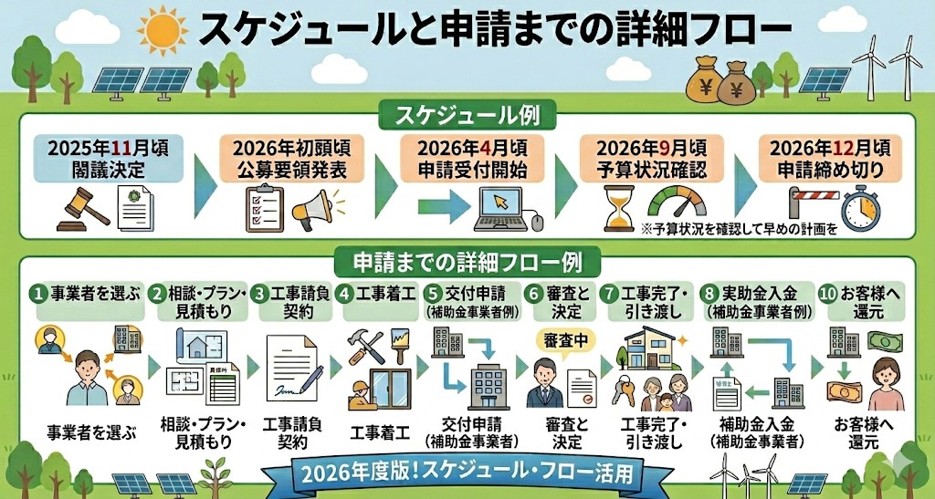 スケジュールと申請までの詳細フロー